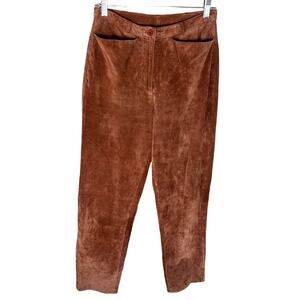 Suede Pants Brown Cinnamon Rust Womens 8 Straight Leg Career Office Dressy Revue